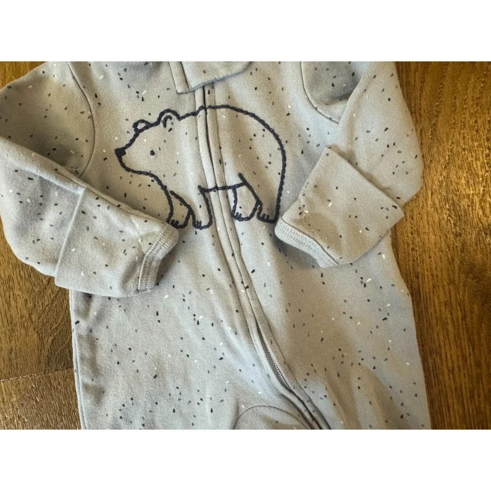 Carters Preemie Baby Boy Sleeper Outfit Romper‎ Cotton Reborn Doll Speckled Bear